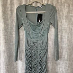 Fashion Nova Ruched Sage Bodycon Dress